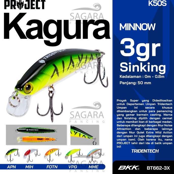 Minnow Tridentech Kagura Project Minnow Sinking Lure Umpan Pancing
