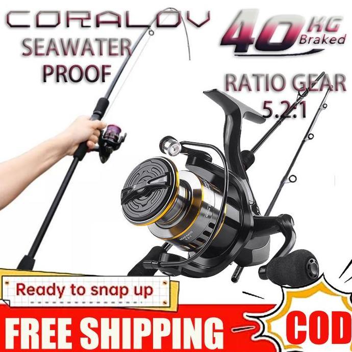 Coralov satu set reel pancing Reel Pancing Murah Kuat Power 1.65M/1.8M/2.1M Joran Pancing Reel Panci