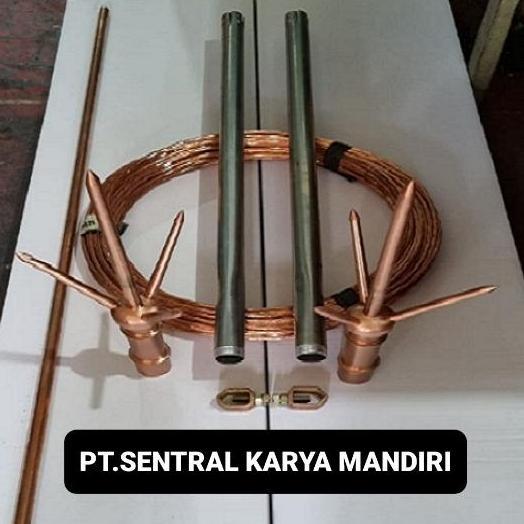 Penangkal Petir 2Tombak Trisula +25M Kabel Anti Petir Tinggal Pasang