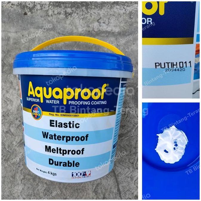 AQUAPROOF WARNA PUTIH GALON 4 KG CAT PELAPIS ANTI BOCOR WATERPROOF