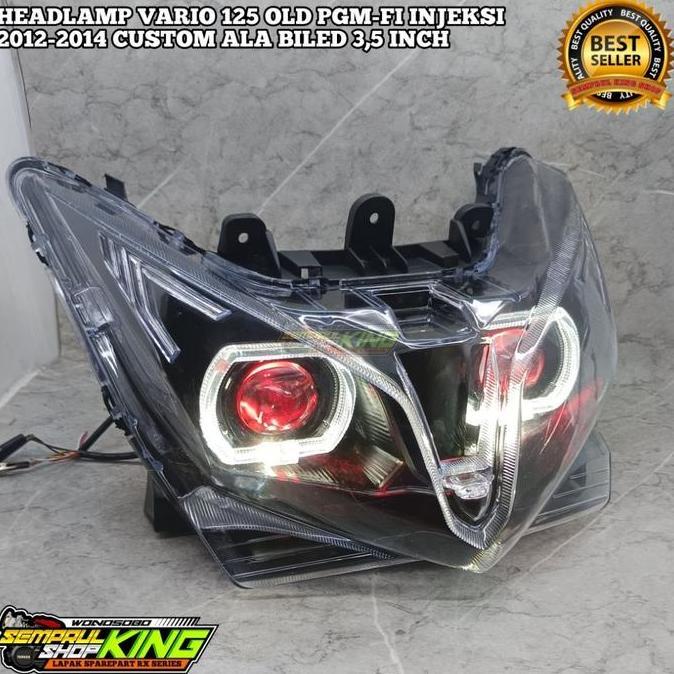 Headlamp Depan Custom Vario 125 KZR / Vario 125 Old Fullset Model BiLED 3.5 Inch Double Projector