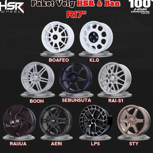 VELG HSR RING 17 DAN BAN PAKETAN VELG R17 DAN BAN BISA BUAT JAZZ, MAZDA2, KIA RIO, AVANZA ORIGINAL D