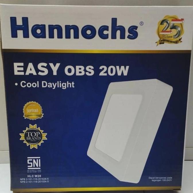 New- Lampu Downlight LED Plafon Hannochs EASY OBS 20W KOTAK OB