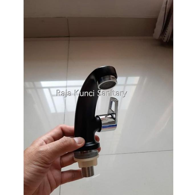 Kran Wastafel Hitam/Kran Tembok Hitam/Kran Dinding Hitam -Dingin Hemat