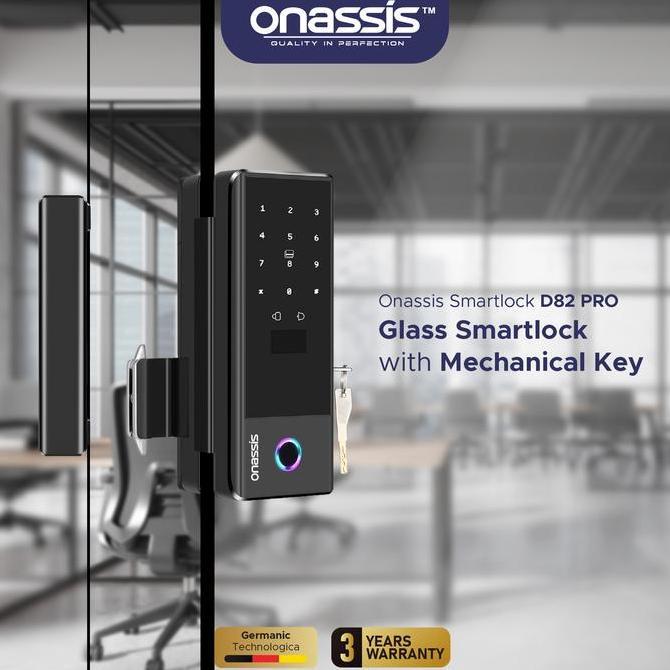 Faminuyi - Onassis D82 Pro Smart Lock Pintu Kaca - Fingerprint, Password, Rfid Card, Aplikasi Smart
