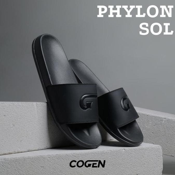 Sendal Slop Pria Cogen Sandal Slide Phylon Sol Signage Collection - Black