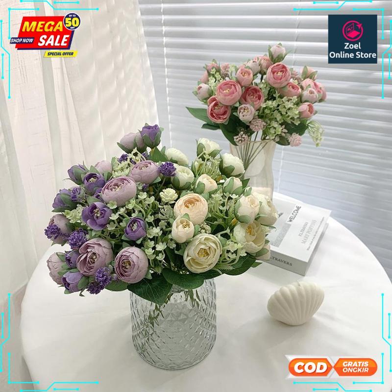 Bunga Artificial Spring Camellia Fwr Dekorasi Hias Bunga Plastik Buket Bouquet - RO30-1911 Bisa COD 