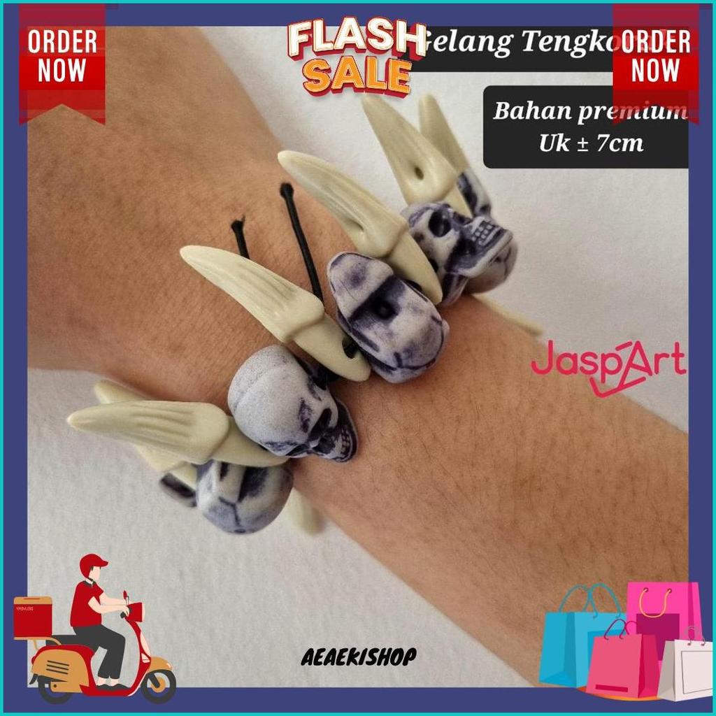 Gelang Tangan Aksen Kepala Tengkorak Gelang Tengkorak Taring Gelang Halloween Gelang Unik Bisa Cod
