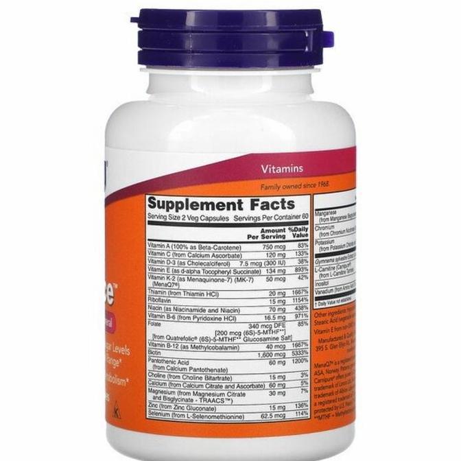 Now Foods True Balance Multivitamin 120 Caps Support Blood Sugar Original