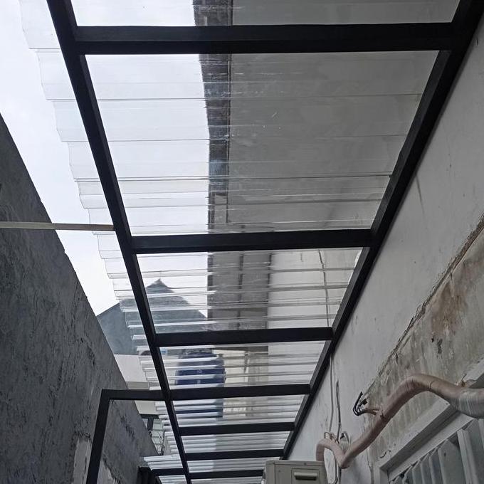 Kanopi Alderon Transparan Lebih Awet Dari Merk Lain Karangka Hollow 40x40 Finishing Cat Dasar Anti K