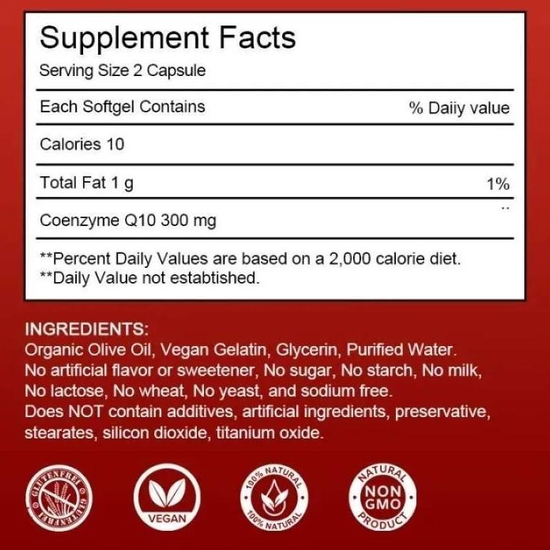 Usa Coq10 300Mg High Potency 120 Kapsul Suplemen Jantung Original