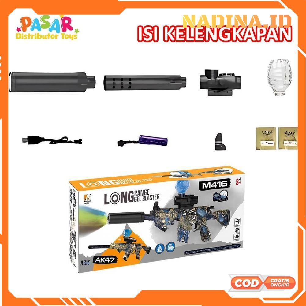 Cuci Gudang Mainan Anak D-6650/WH82-4 M416 GEL BLASTER Mainan Tembakan Bal Elektrik M416 Lampu Akses