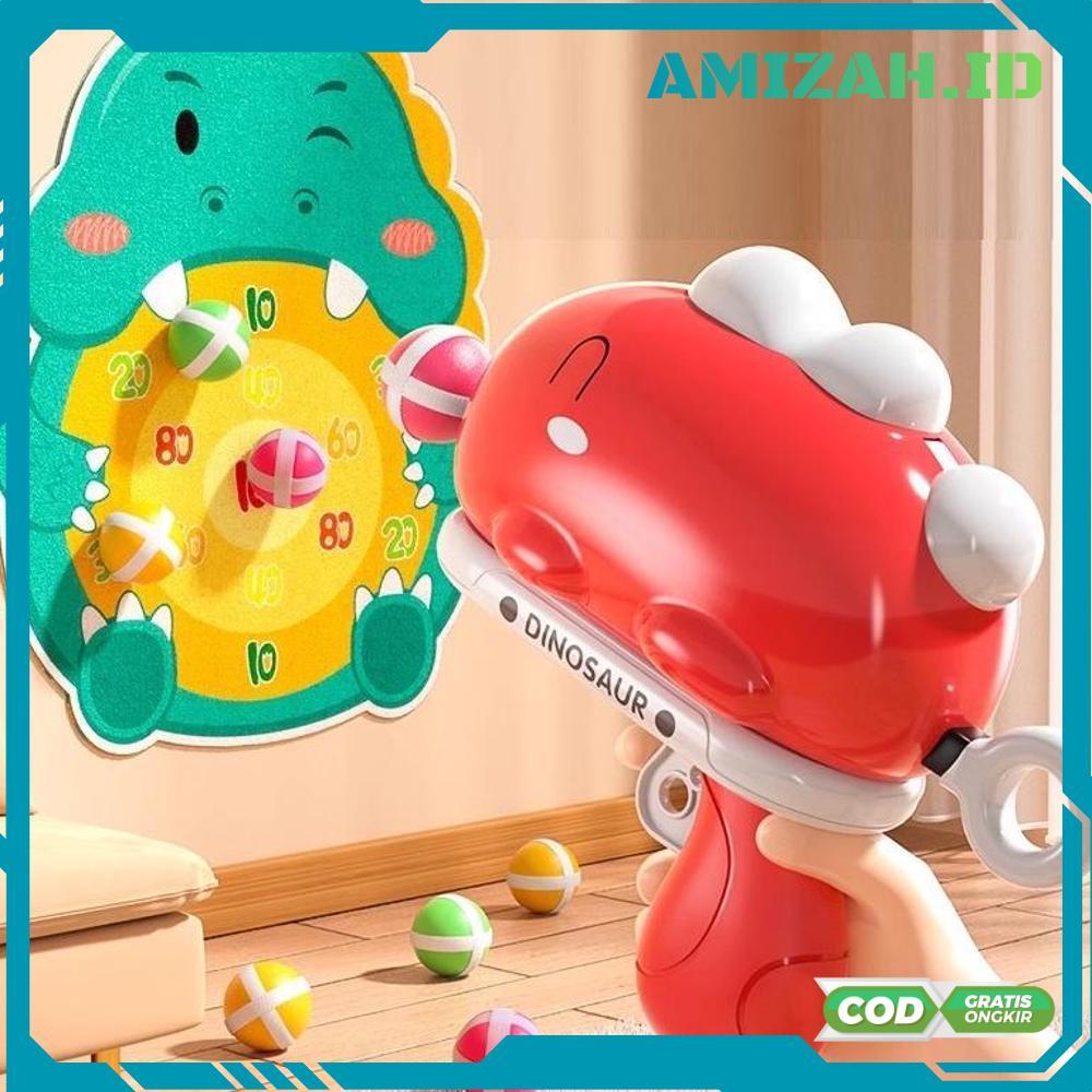 Diskon Gede Mainan Anak DINOSAUR BALL GUN WOBEIXING 678-3 Mainan Tembakan Bola Nempel Target Dinosau