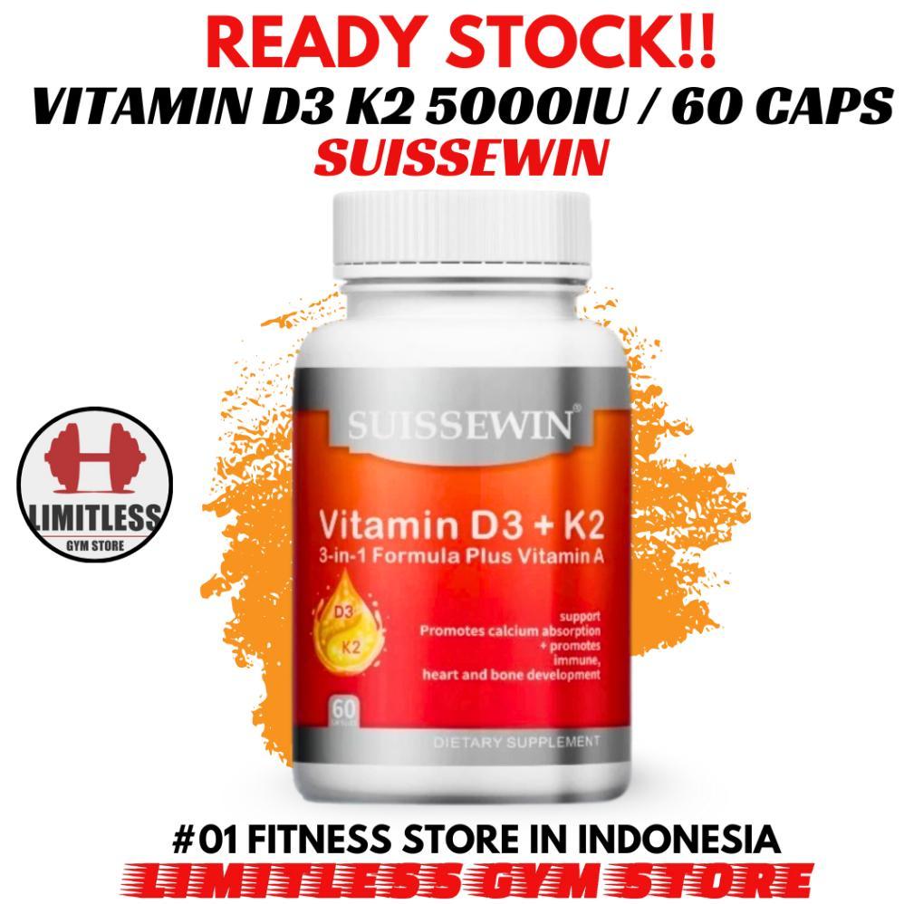 Suissewin Vitamin D3 + K2, 5000Iu / Vitamin D3 K2 5000Iu 60 Kapsul Original