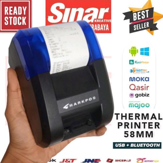 PRINTER BLUETOOTH THERMAL 58MM MESIN KASIRP02 - CETAK STRUK DAN RESI LABEL COLOK LISTRIK DENGAN ADAP
