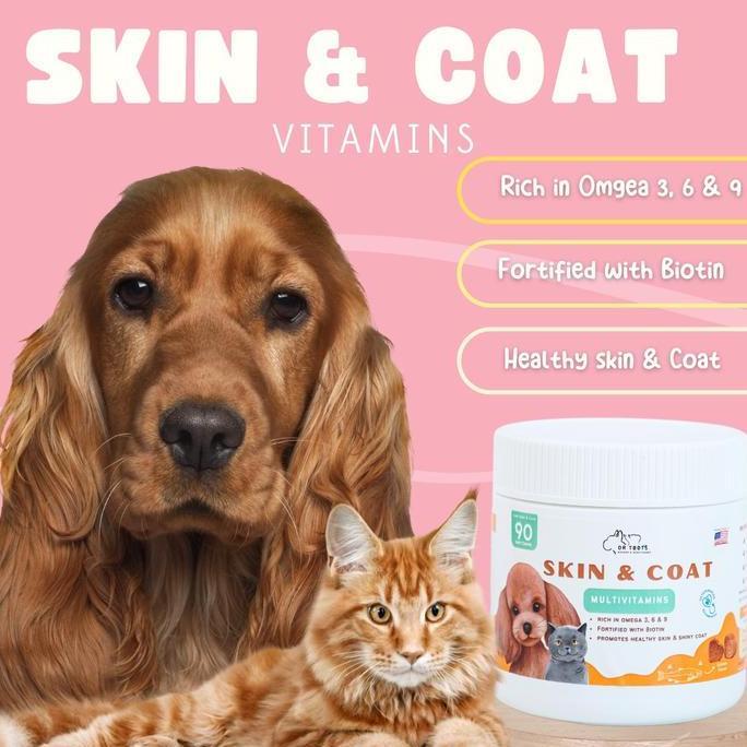 NEW DrToots Skin Coat Vitamin Bulu Anjing Kucing Fish Oil 180 Chews