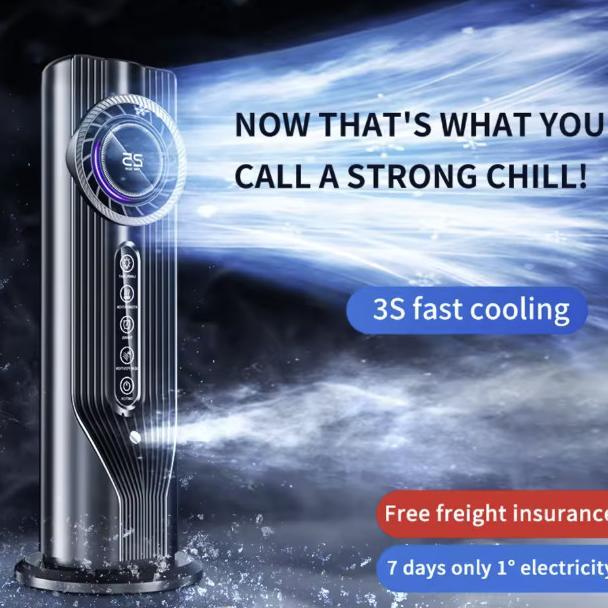 SMARTCOM AC Portable Tower Fan Kipas Angin Standing Bladeless Air Fan Cooling LED Display