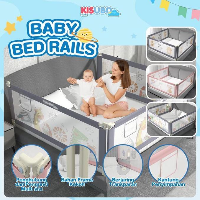 NEW [HARGA PER SISI] KISUBO BABY BED RAIL SAFE BED RAILS SEKAT KASUR PEMBATAS AMAN PAGAR KASUR PENGA