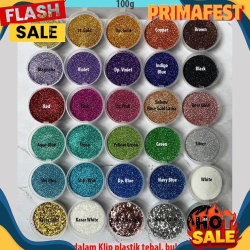Flash Sale 100G Glitter Bubuk Powder Gliter Serbuk Glitter Bahan Henna, Slime, Nail Art, Resin