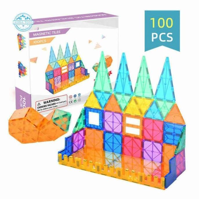 Magnetic tiles 100 pcs mainan edukasi anak