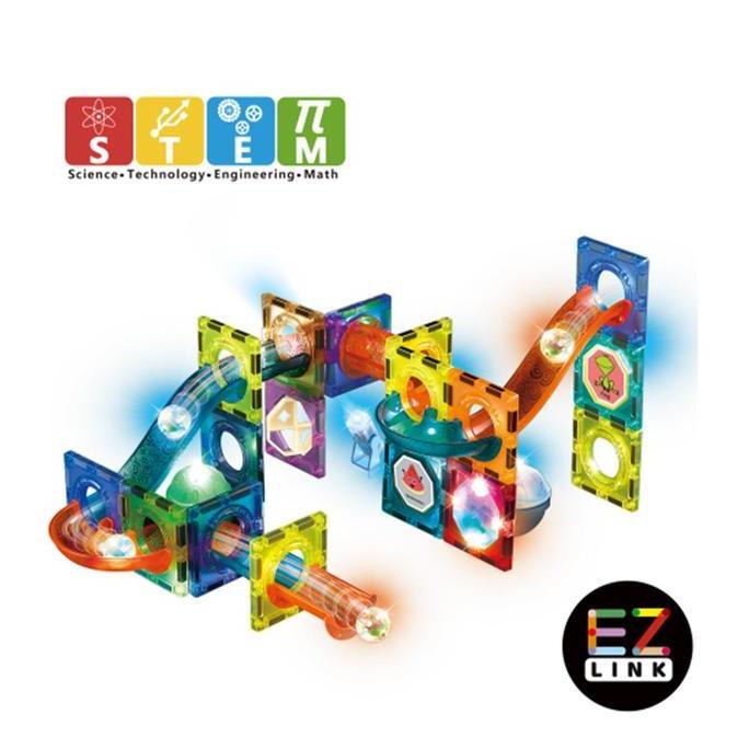 Okiedog EZLink 3D Magnetic Marble Run with Light - Mainan Edukasi
