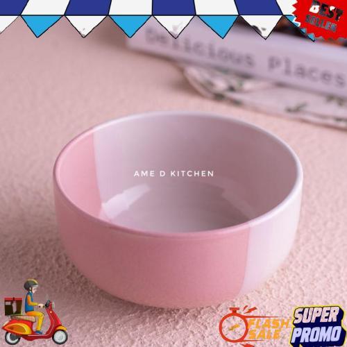 Gradeori Mangkok Sup Bulat Keramik Two Tone Pink