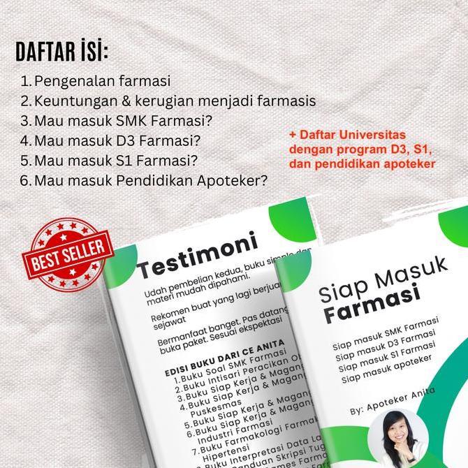 Buku Siap Masuk Farmasi (Bisa digunakan untuk S1, D3, SMK Farmasi) TKP
