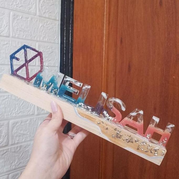 New- lampu tidur/meja hias lamp nametag nama resin hadiah gift