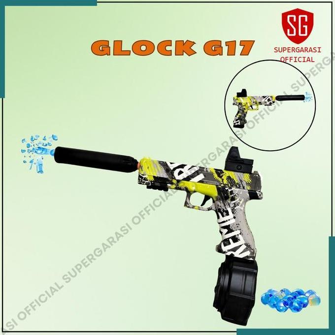 Mainan Tembakan Glock G17 Grafity WGB elektrik anak laki laki