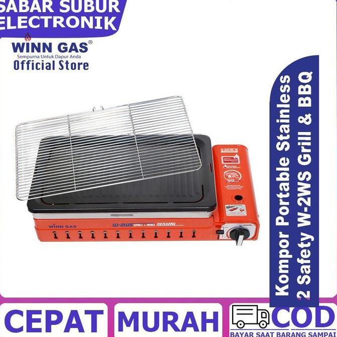 Premium KOMPOR PANGGANGAN BBQ SATE PORTABLE 2 FUNGSI WINN GAS W-2WS GRILL Promo