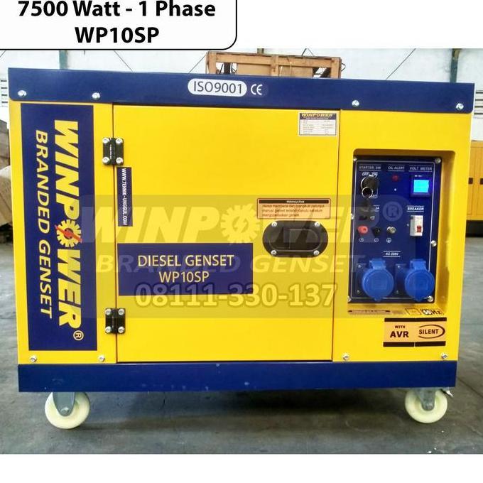 Terlaris Genset Silent Solar Winpower 8000 Watt Max / 7500 Watt 1 Phase Diesel