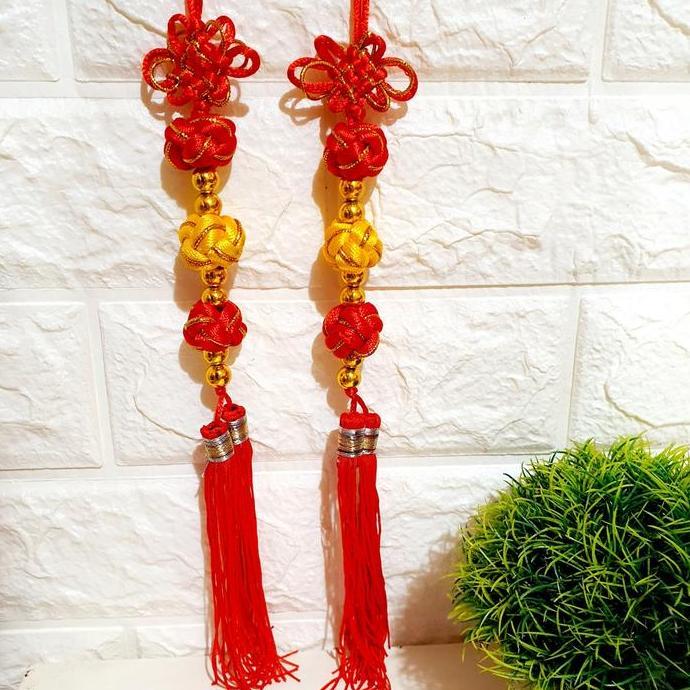 Gantungam Imlek Tali Rajut Merah Kuning Hiasan Hampers Parcel Imlek