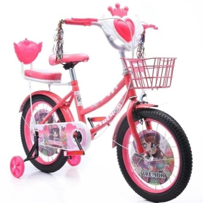Sepeda Mini Trendy/ Tremor  Anak Perempuan Cewek Ukuran 16 Inch Roda Empat Musik Lagu Lampu