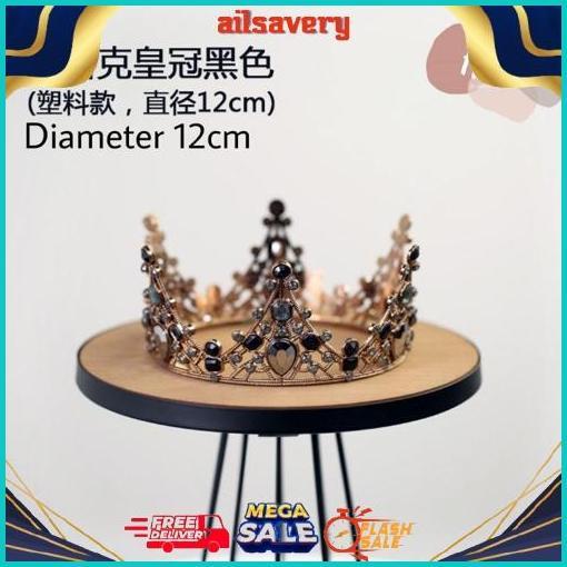 Bigdeal Topper Bold Crown Black Silver Dark Gold Hiasan Birthday Cake Tiara Hitam Mahkota Kristal Wa