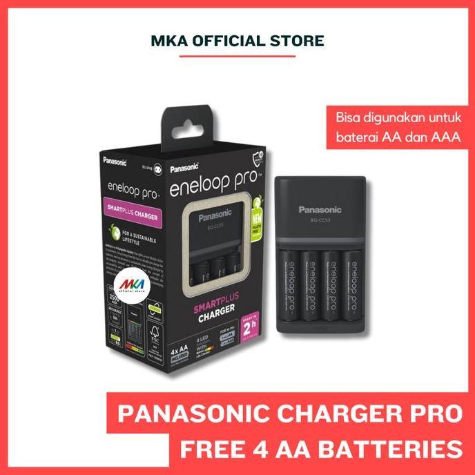 Panasonic Eneloop Pro Smart Plus Charger + 4 Baterai Aa 2500Mah