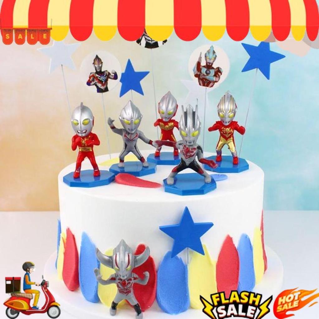 Baru 6Pcs / Set Mainan Action Figure Ultraman Ukuran 7Cm / 1 Pc Big Head Ultraman Cute Dekorasi Hias