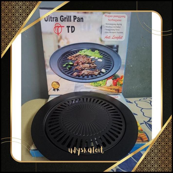 jg-56 ULTRA GRILL PAN TD | BBQ Grill Pan Smoke Set Alat Bakaran Bulat Anti Lengket  Pemanggang Steak