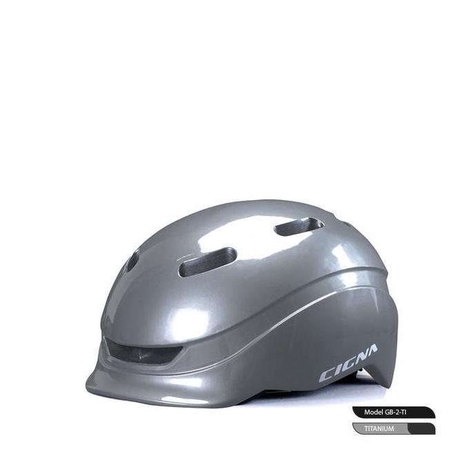 CIGNA GB-2 Bike Ultralight Helmet + Lamp Helm - Helm Sepeda - TITANIUM