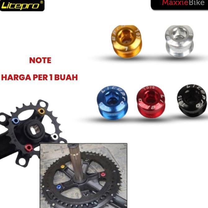 Baut Chainring LITEPRO Double Crank-Crank Dual Screw Bolt Allu-5warna