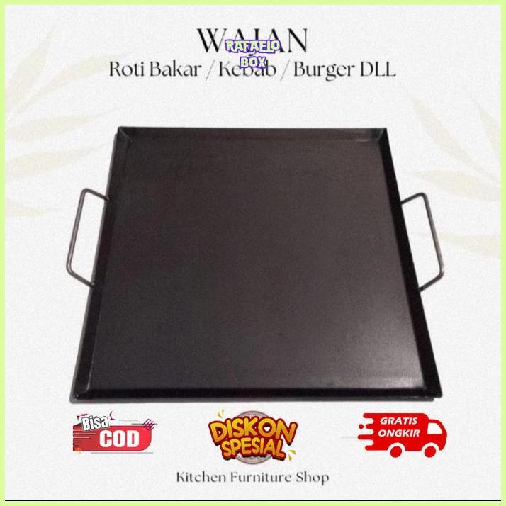 df-8 PANGGANGAN PLAT BAJA HITAM TEFLON / BAKARAN SOSIS DAGING BURGER / ALAT PANGGANGAN SERBAGUNA IKA