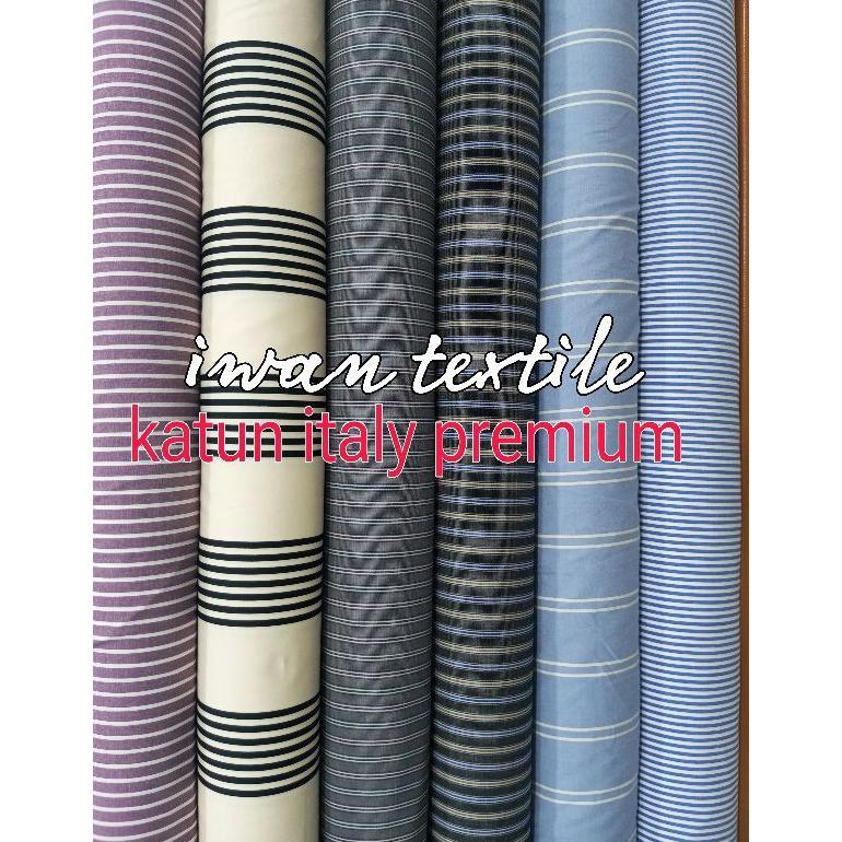 KAIN KATUN ITALY KATUN IMPORT PREMIUM BAHAN KEMEJA GARIS GARIS