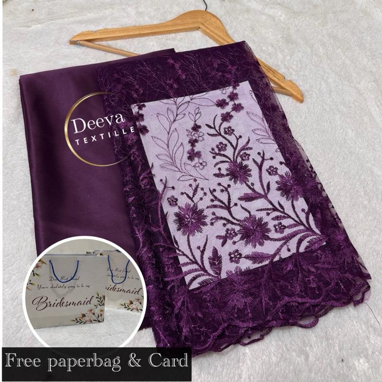 Set/Paket Kain Bridesmaid Tile Sakura Bordir & Satin (Furing)