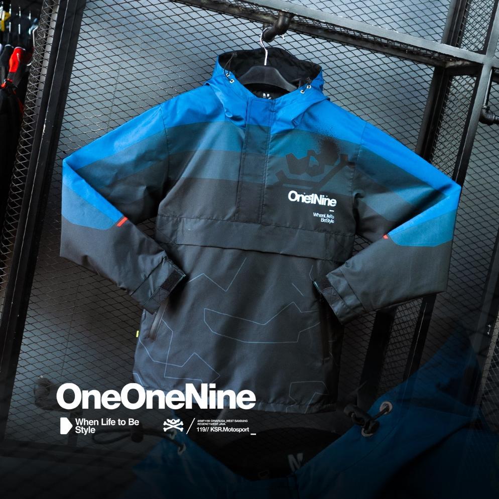 Oneonenine Ksr Jaket Big Pocket Flex Blue - Jaket Motor Sport Camo Polyester Waterproof
