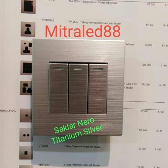 Promo Saklar NERO Triple/3gang TITANIUM SILVER Sakelar Lampu inbow New model Diskon