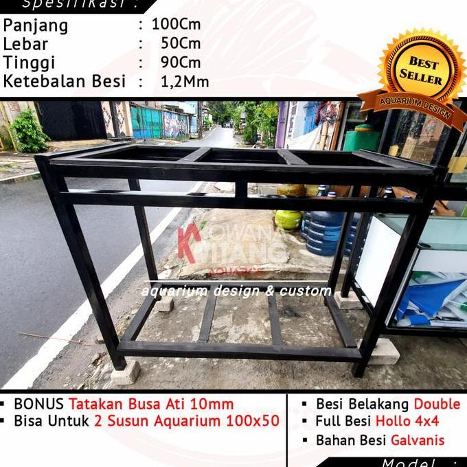 Terlaris Rak Aquarium / Rak Aquarium Besi Hollo 2 Susun Ukuran 100X50 Besi 4X4