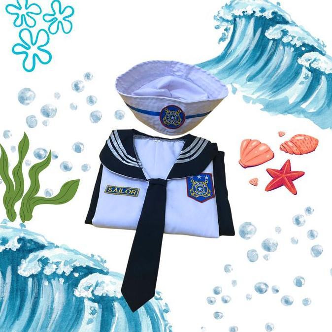 rah Kostum Baju seragam pelaut sailor popeye popaye cilik anak nahkoda kapal anak pakaian setelan se