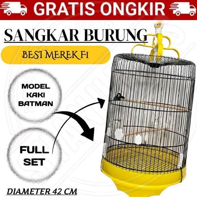 jhoncolection - sangkar kandang burung besi bulat jumbo dm 42cm f1 komplit