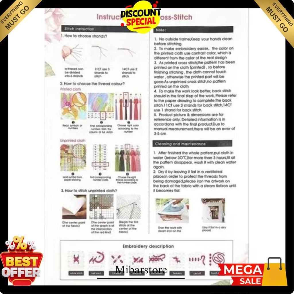 Cross Stitch Pattern Kristik Modern Paket Kristik Orchid Cross Stitch Custom Ukuran Besar 40X50Cm Te
