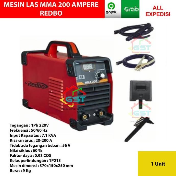 mesin las mma 200 ampere REDBO inverter travo las 200a