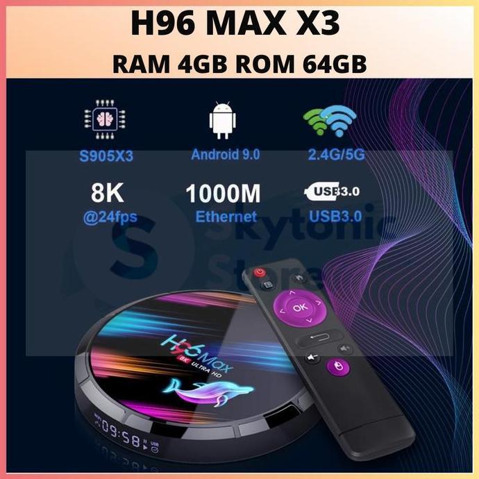 H96 MAX X3 TV BOX RAM 4GB ROM 64GB TV BOX ANDROID 9.0